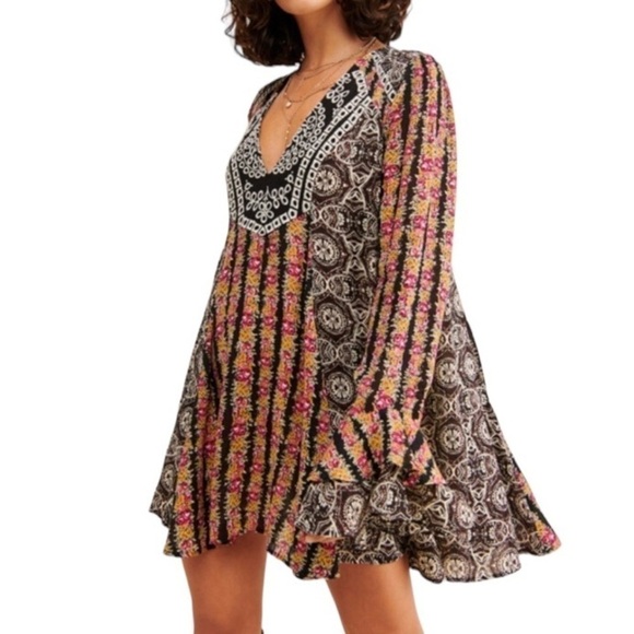 Free People Fallin Into You Tunic Size XS Black Combo New with Tags - Picture 1 of 6